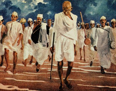 Gandhi leading the Salt March in defiance of British law