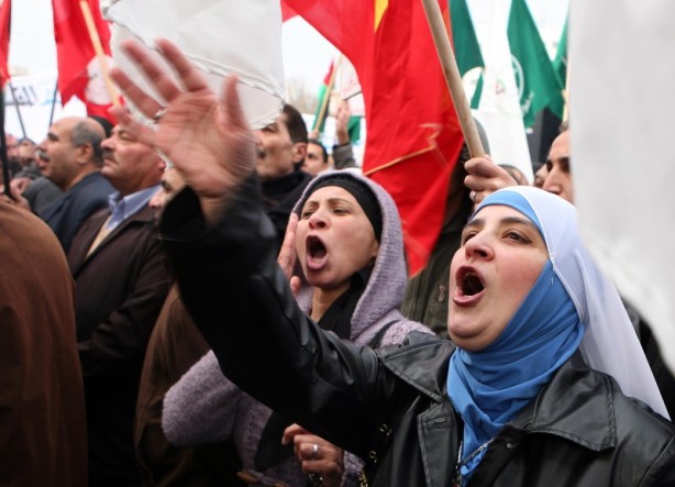 Egyptian women calling for the ouster of Hosni Mubarak in Tahrir square, Cairo, February 2011
